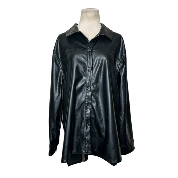 Laundry faux leather long sleeves buttoned shacket size large - Picture 8 of 10